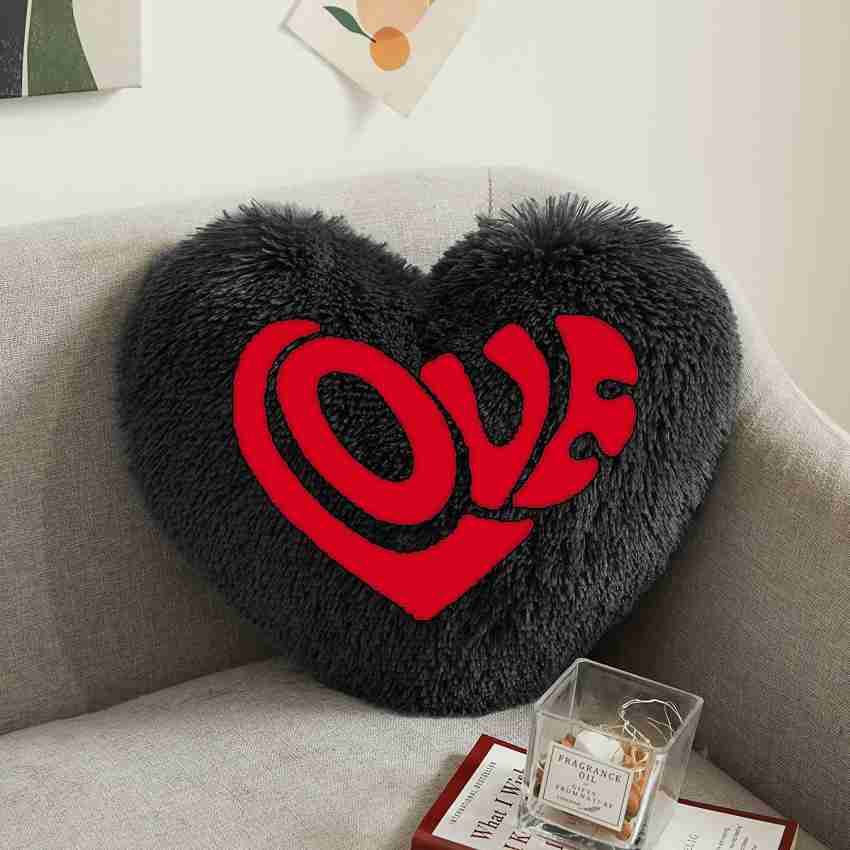 Black heart shaped pillow best sale