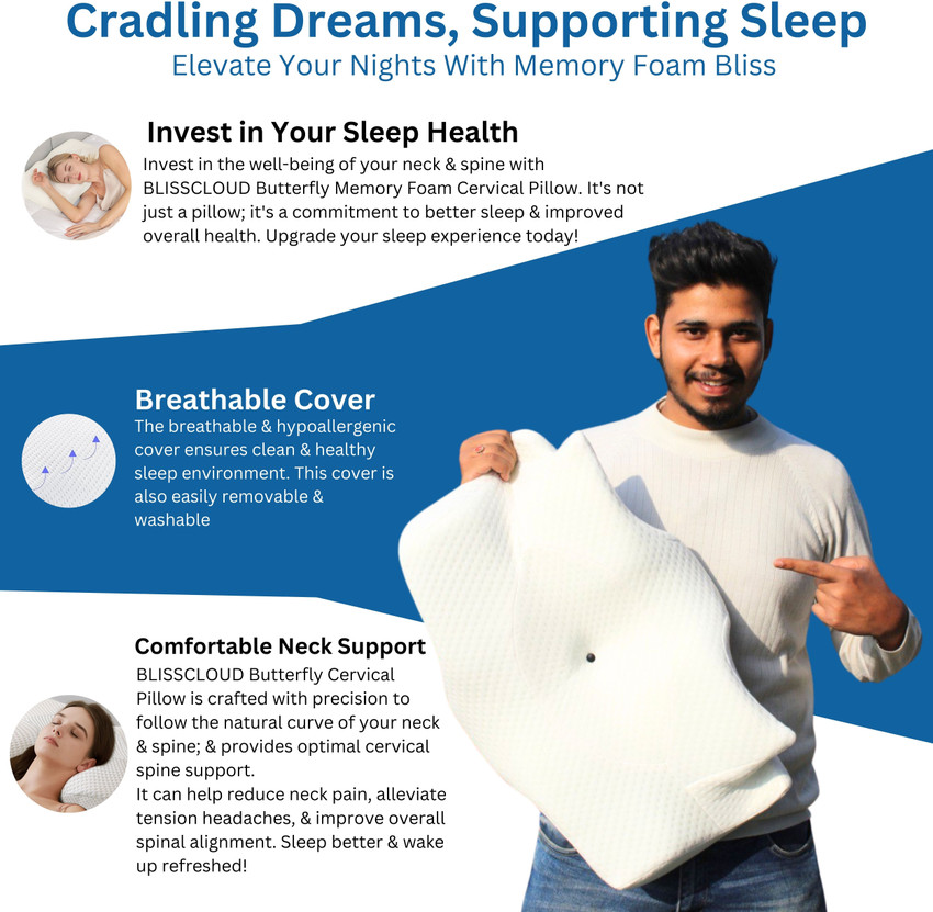 BlissCloud Premium Memory Foam Pillow Memory Foam Solid Orthopaedic Pillow Pack of 1 Buy BlissCloud Premium Memory Foam Pillow Memory Foam Solid Orthopaedic Pillow Pack of 1 Online at Best Price
