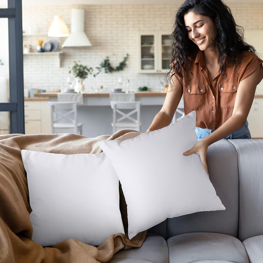 VLYSIUM cushion 14x14 inch set of 5 pillow insert for sofa 35 35 cm Polyester Fibre Solid Cushion Pack of 5 Buy VLYSIUM cushion 14x14 inch set of 5 pillow insert for