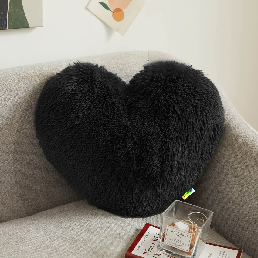 Faux fur heart shaped pillow best sale