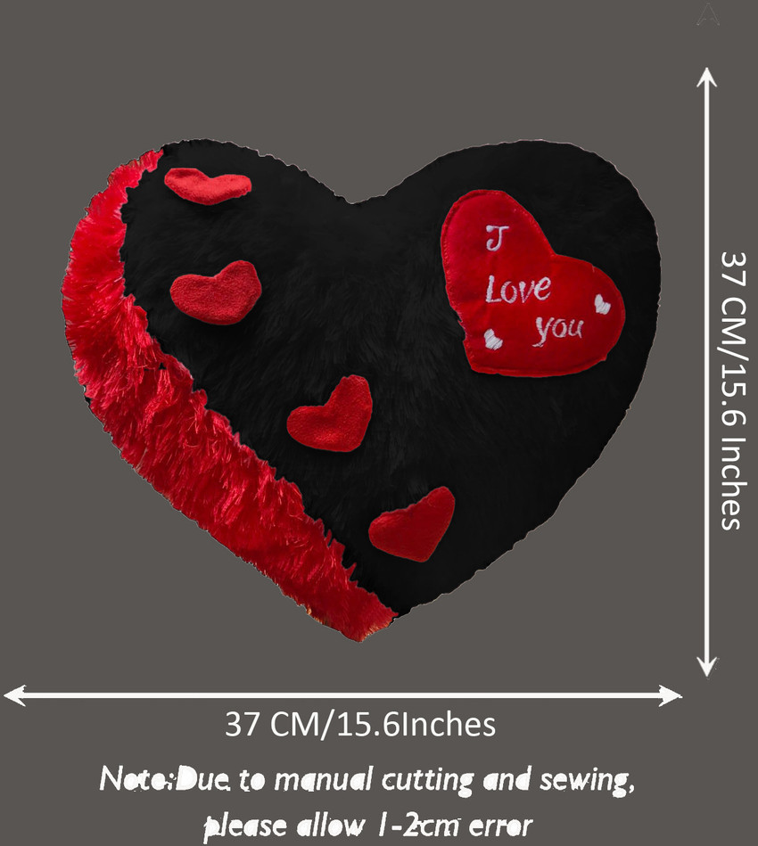 PICKKART BLACK RED HEART SHAPE PILLOW 36.75 cm BLACK RED