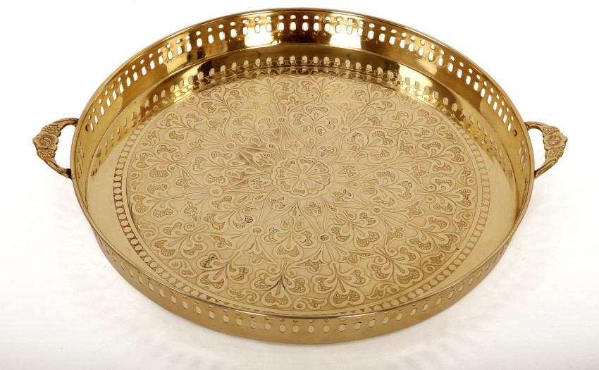 Brass Globe BRASS KHOMCHA, PITAL PLATE, SERVING TRAY, ETCHED TRAY Tray  Price in India - Buy Brass Globe BRASS KHOMCHA, PITAL PLATE, SERVING TRAY