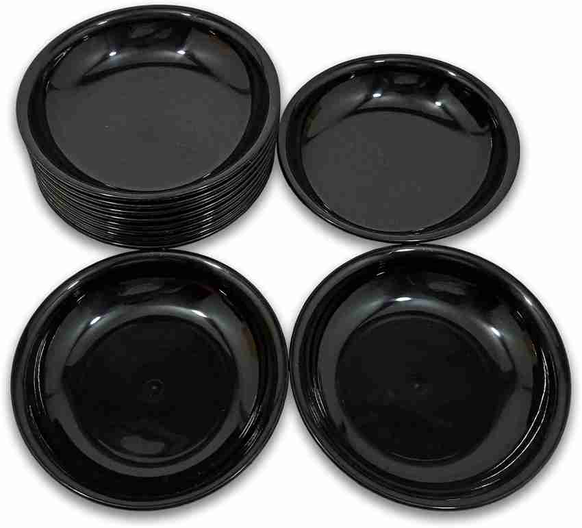 Inpro Plastic Round Small Snacks Plates Black Unique Plates For