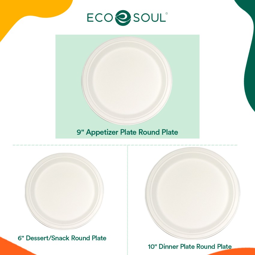 Eco Soul Plates, Round, 9 Inch - 50 plates