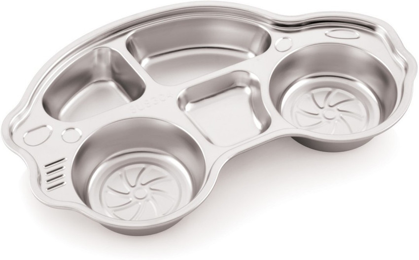 Classic Steels Stainless Steel Kids Car Shape 5 Compartment