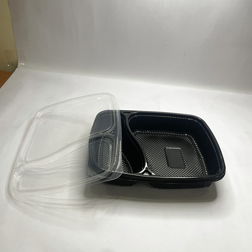 ACHIEVERPACKER Plastic Meal Tray with lid 3 Compartment for Dinner, Lunch-Black-Pack  Of 75 Dinner Plate Price in India - Buy ACHIEVERPACKER Plastic Meal Tray  with lid 3 Compartment for Dinner, Lunch-Black-Pack Of