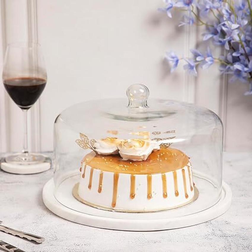 Marble cake stand with dome online