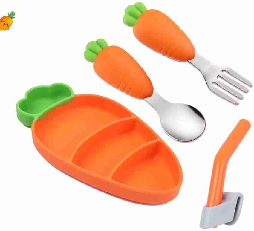 Cartoon Carrot Stainless Steel Spoon Fork Set Baby Gadgets Kids