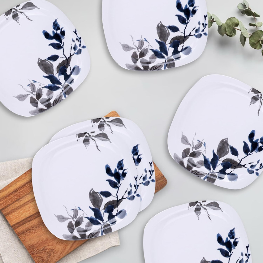 Usha Shriram Melamine 6 Plate Set Fibre Dinner Set for Family Melamine Set Unbreakable Dinner Plate