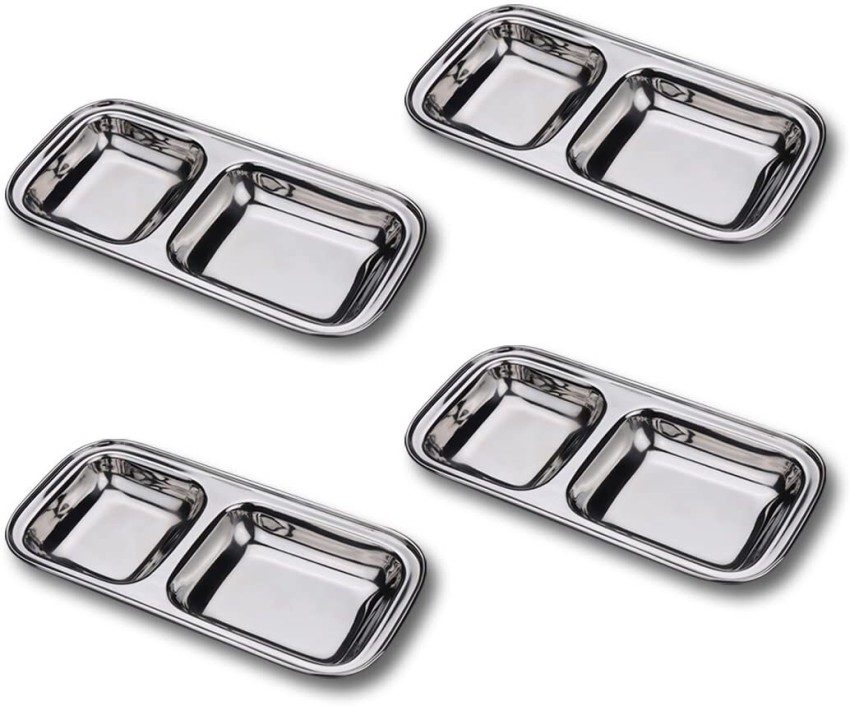 TORPPEZA Stainless Steel Tableware 2 Compartment Tray Dinner Plate