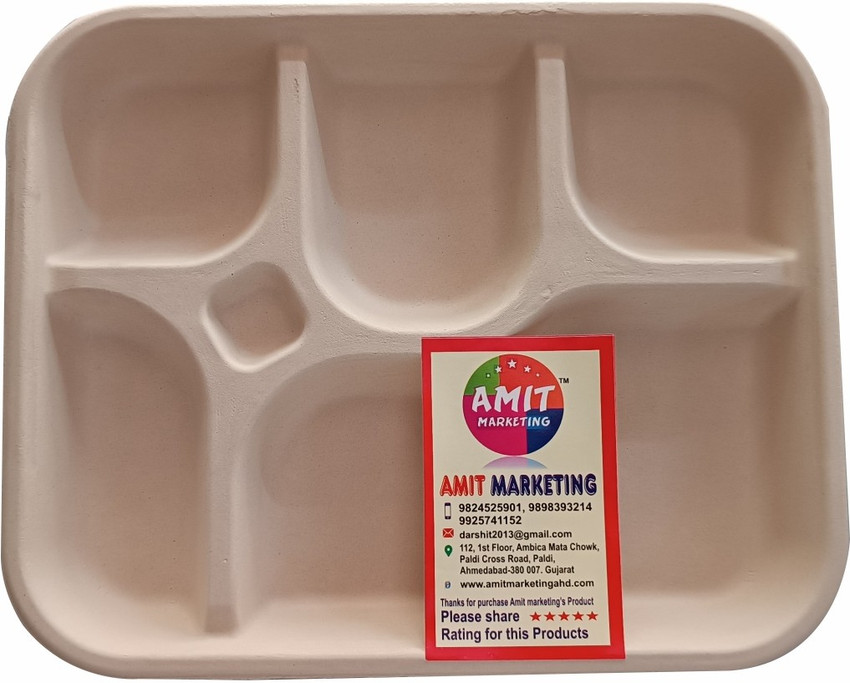 Amit Marketing Disposable Plates Biodegradable 5 Compartment