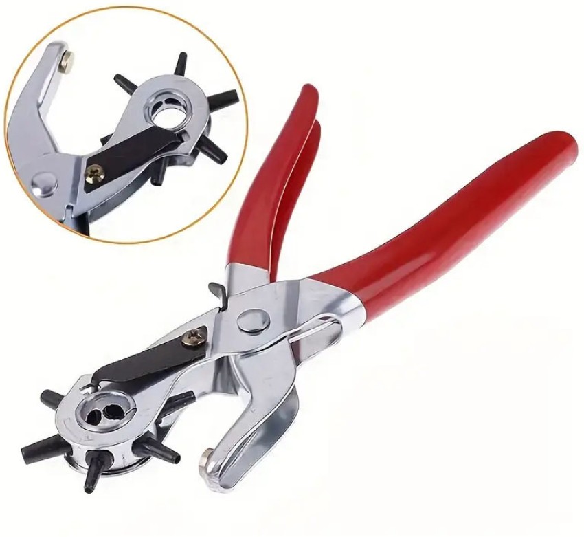 6 Sized 9'' Leather Hole Punch Heavy Duty Hand Pliers Belt Holes