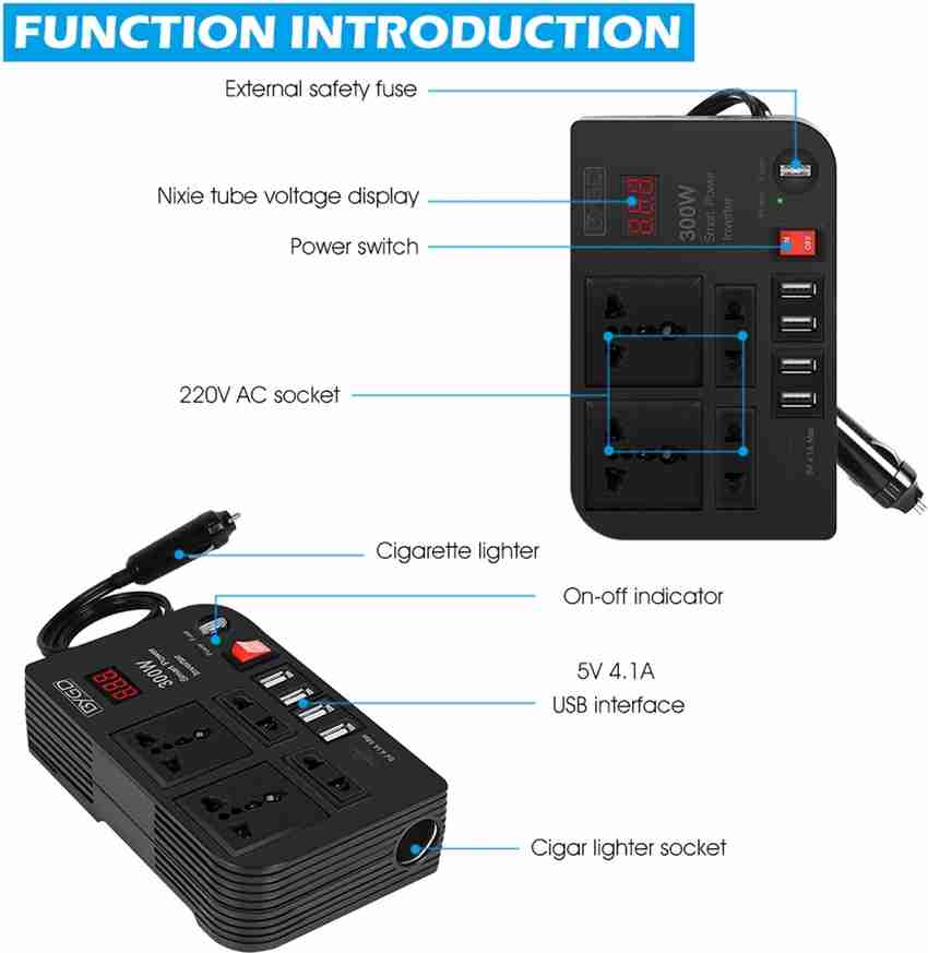 HASTHIP Outlet Fuse DC 12V to 220V Car Inverter with LED Voltage