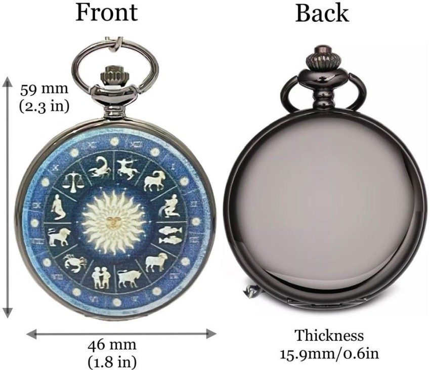 Mubco Antique Style Astrology Quartz Pocket Watch Key Chain