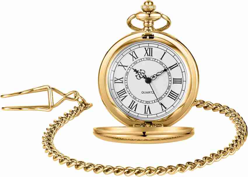 HASTHIP Pocket Watch with Chain for Men Antique Retro Style Alloy