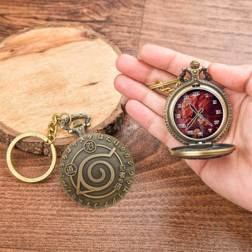 GT Gala Time Antique Bronze Pocket Watch Anime Itachi Print Dial