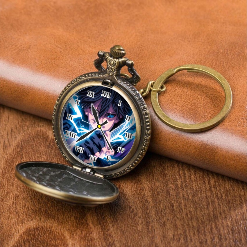 Naruto Character Anime Pocket Watch bronze metal keychain keyring for cars  and bikes