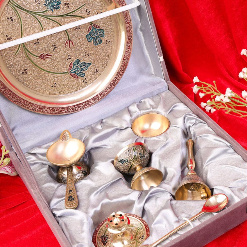 Meenakari Pooja (Set of 7) 8 inch – Brass Globe