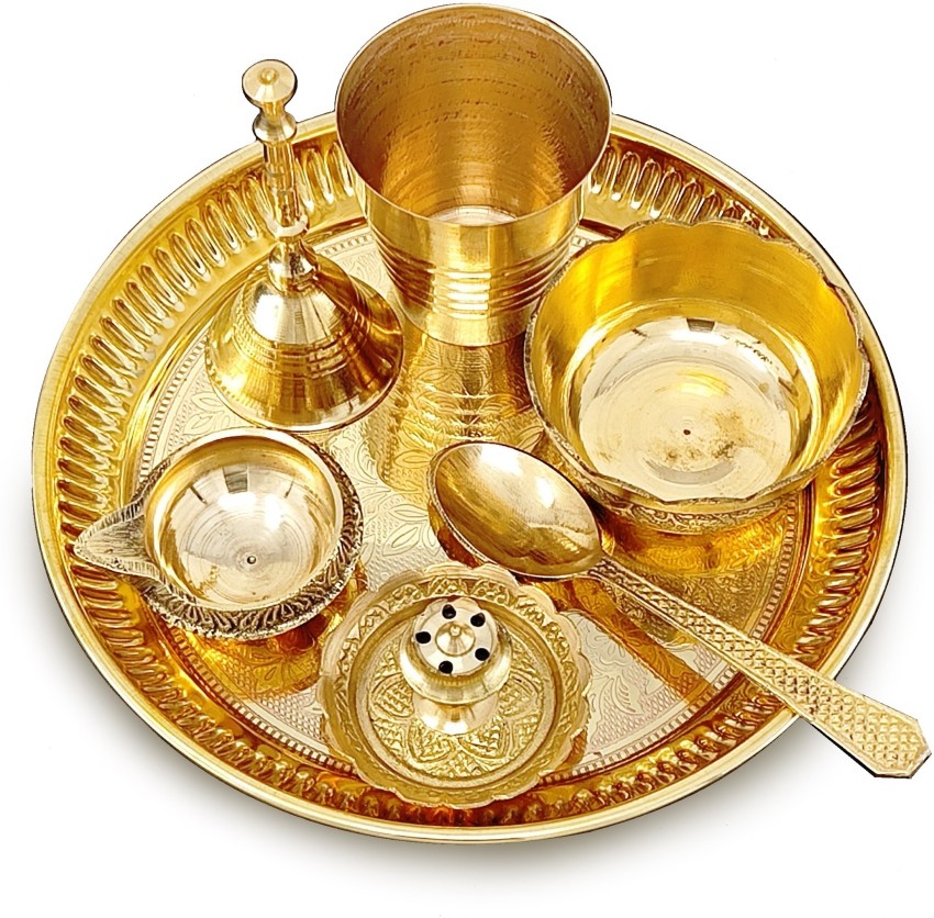 BENGALEN Brass Puja Thali Set 6 Inch With Accessories For Home Brass Price  in India - Buy BENGALEN Brass Puja Thali Set 6 Inch With Accessories For  Home Brass online at