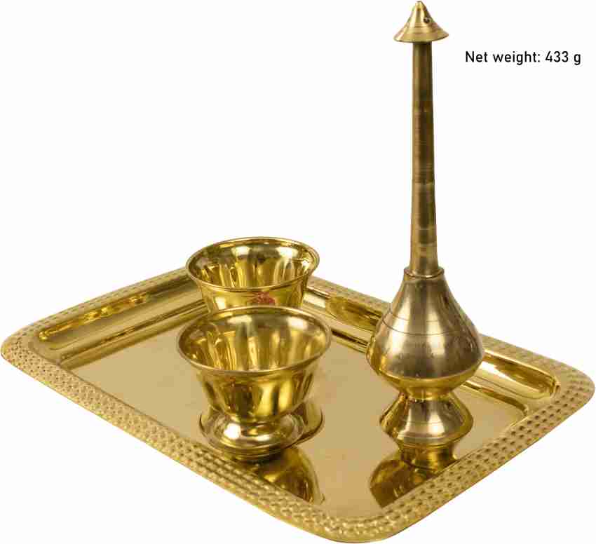 Spillbox Traditional Handcrafted Brass Thali/Aarti Bartan Plate