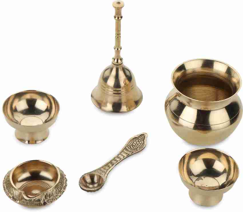 DOKCHAN Handcrafted Pure Brass Puja Thali Set of 6 Piece for Mandir Pooja 7  Inch Brass Price in India - Buy DOKCHAN Handcrafted Pure Brass Puja Thali  Set of 6 Piece for