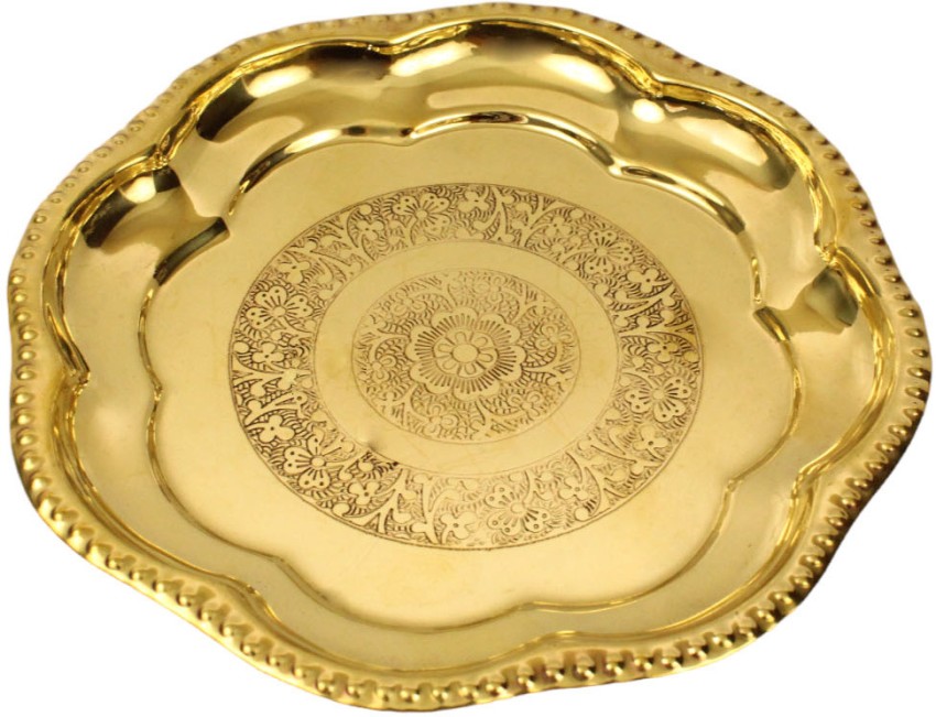 Spillbox Brass Thali, Aarti Plate for Pooja, Worship-Engraved ZigZag Large  Brass Price in India - Buy Spillbox Brass Thali, Aarti Plate for Pooja