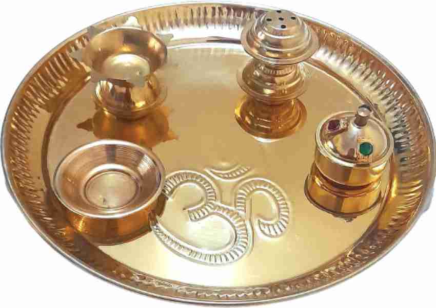 Buy Sanskriti Brass Pooja Thali (Set of 8) Online in India - Mypoojabox.in