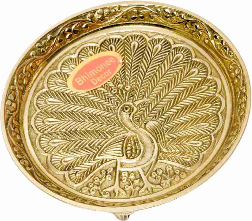 Bhimonee Decor Pin Tray, Peacock Design for Pooja Room Décor, 1 Piece, 1.4  inches, 160 gm Brass Price in India - Buy Bhimonee Decor Pin Tray
