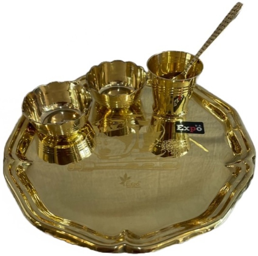 Buy BulkySanta Brass Pooja Thali Set (designer)