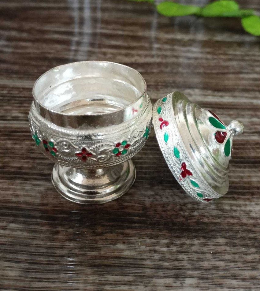 Luckypot German Silver Kunghuma Chimil For Pooja Wedding Return