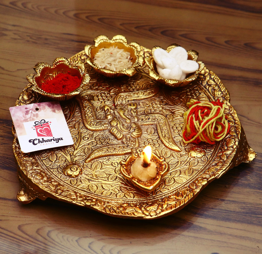 Gold plated new arrivals pooja thali