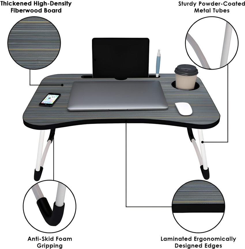 ZedZero Multipurpose Wooden Study Table With Cup Holder Foldable Non Slip Legs Bed Wood Portable Laptop Table Price in India Buy ZedZero Multipurpose Wooden Study Table With Cup Holder Foldable