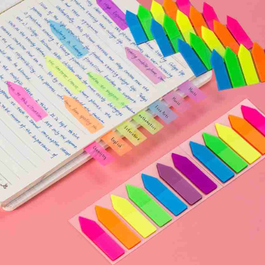 PANTONIC Fluorescent Paper Self Adhesive Sticky Notes Bookmark Point It  Marker Sticker 80 Sheets 3X 3, 5 Colors