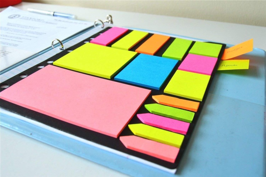 ravido Sticky Notes and Page Markers Binder Different  SizeNote 125 Page Markers 25x19cm 10 Sheets 250, 3 Colors 