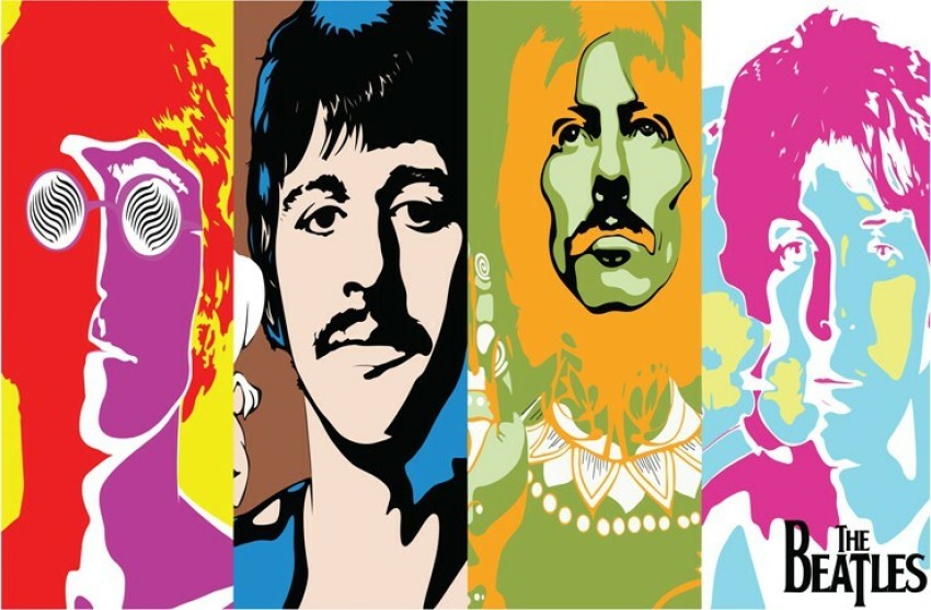 The Beatles Music Band Psychedelic Art Poster Paper Print - Music