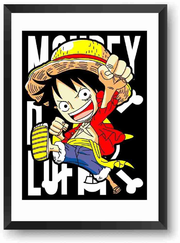 ANIME POSTER FRAME - ONE PIECE LUFFY - Black Framed Wall Poster