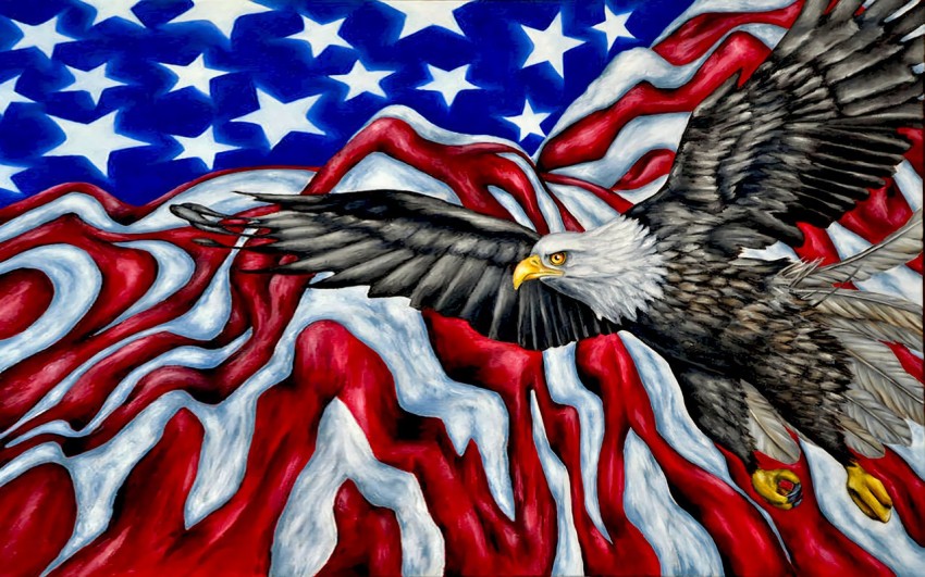 Premium Photo  Usa 4th of july independence day bald eagle with american  flag with fireworks generative ai