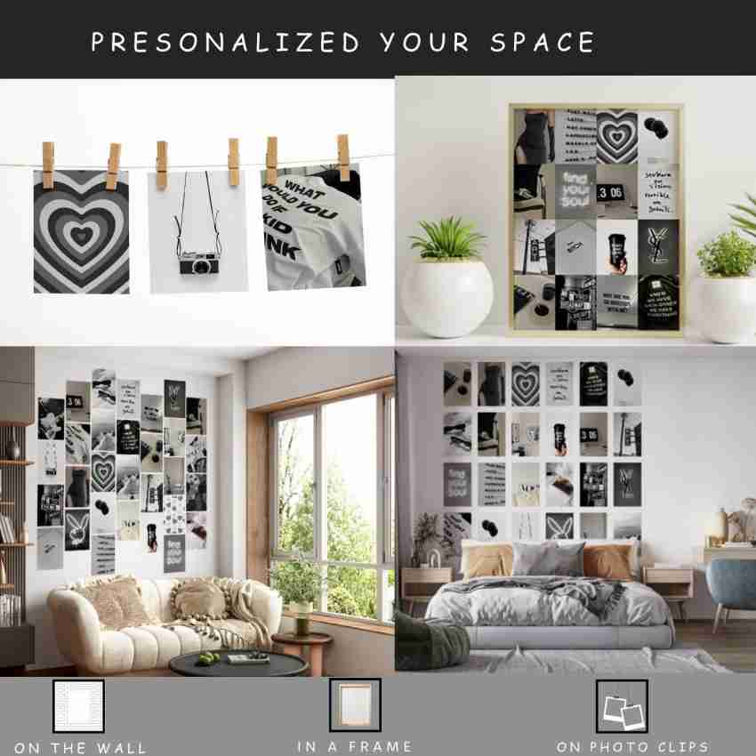 Photo Wall Collage Kit Black and White Aesthetic set of 60 