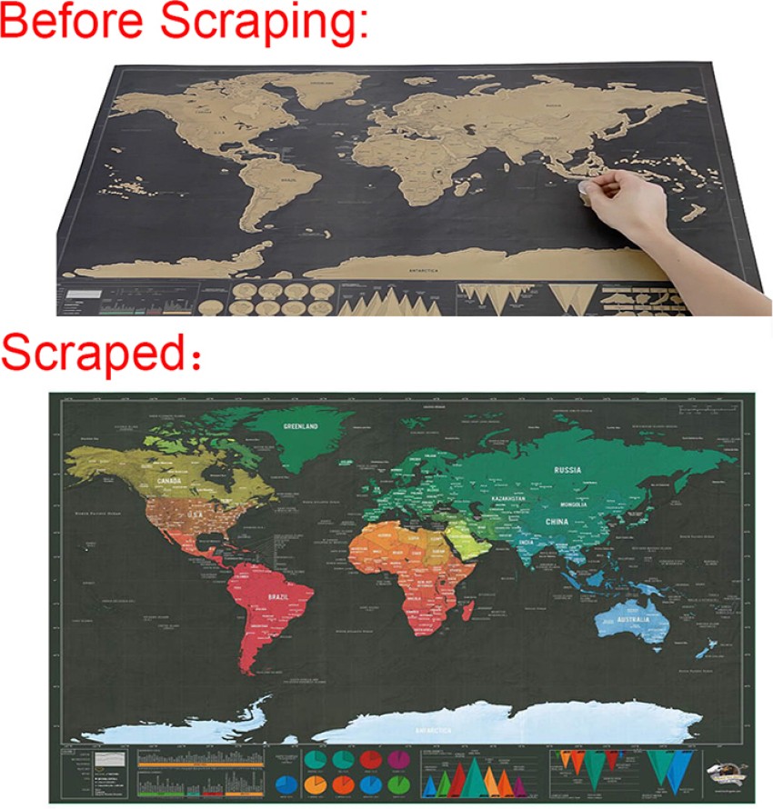 Imported World Map Scratch Map Travel Map Poster Copper Foil Wall Sticker  Personalized Journal Log Small Size with Cylinder Packing Canvas Art -  Maps, Places, Art & Paintings posters in India 