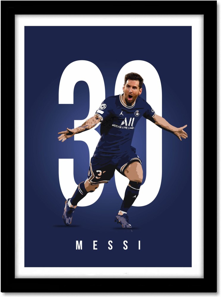 Messi PSG 30 Large Framed Poster for Room & Office(13x19 inch