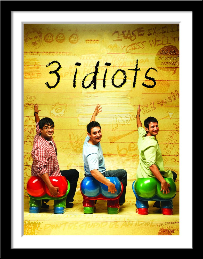 3 Idiots Aamir Khan Bollywood Movie Poster Paper Print Movies posters in India Buy art film design movie music nature and educational paintings wallpapers at Flipkart