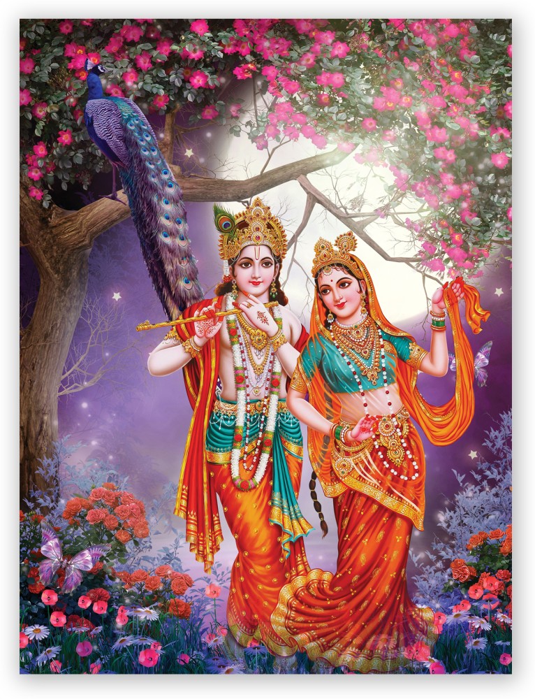 Hindu God Krishna And Radha Rani Photo Poster With Uv Textured Size 24 X 18  In Fine Art Print - Religious posters in India - Buy art, film, design,  movie, music, nature
