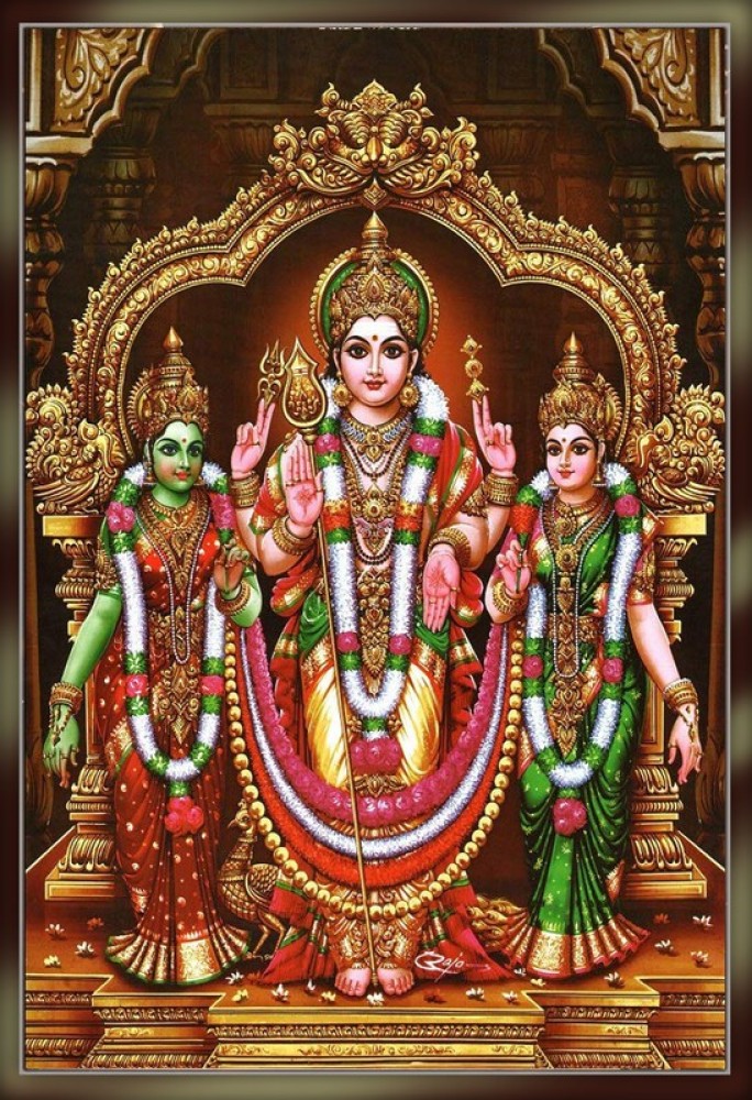 Lord Murugan Subramanya Swamy Bala Subrahmanya Bhagwan Kartik Kartikeya  Religious photo Frame Golden designed frame with