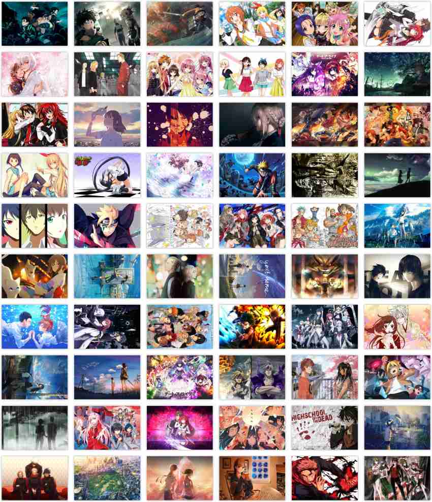 Thepaper9store Anime posters, Set of 18 Mix Anime poster,Self Adhesive,Size  (8.3×11.9 Inches),Glossy Finish,Unframed