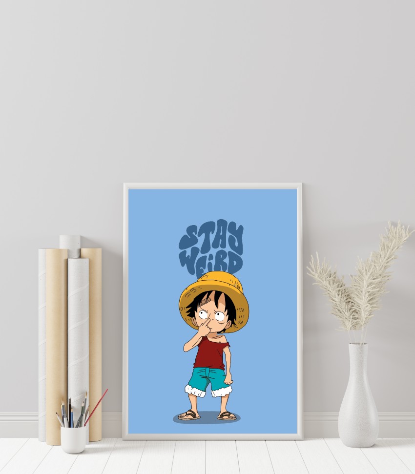 ANIME POSTER FRAME (MONKEY. D. LUFFY) - Black/White Wall Poster For Home  And Office With Frame Multicolor, (12.6*9.6) Photographic Paper - Animation  & Cartoons, Decorative posters in India - Buy art, film,