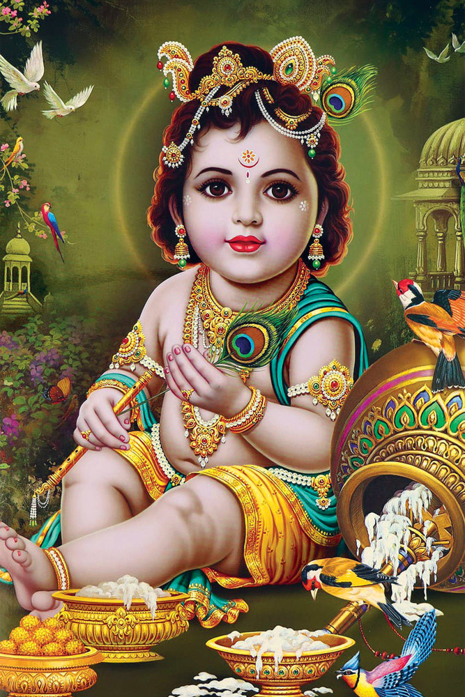 Lord Little Krishna Wall Poster for Home Decoration Paper Print