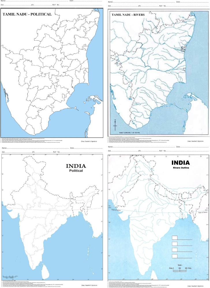 Tamil Nadu Political Outline Maps 100 Nos) A4 Size, 53% OFF