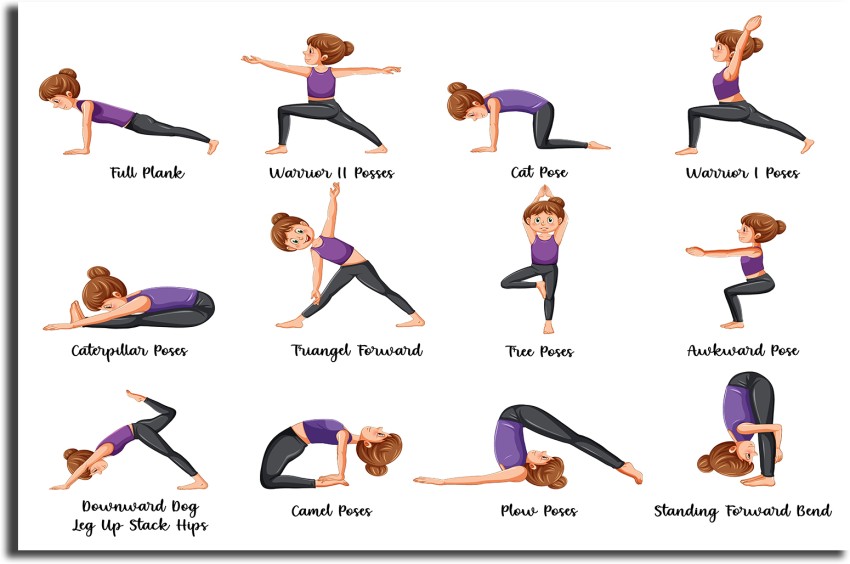Standing Yoga Asanas Poses Paper Print - Quotes & Motivation posters in  India - Buy art, film, design, movie, music, nature and educational  paintings/wallpapers at