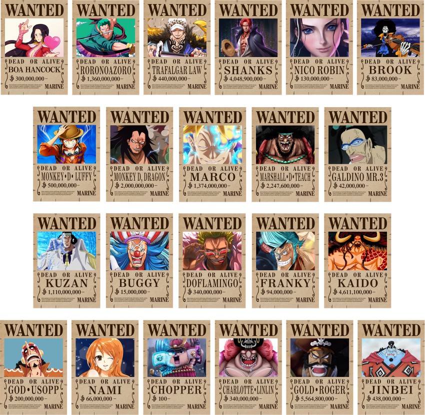 Bharat Udyog One Piece Poster - Wanted Set Of 10 Wall Sticker 300