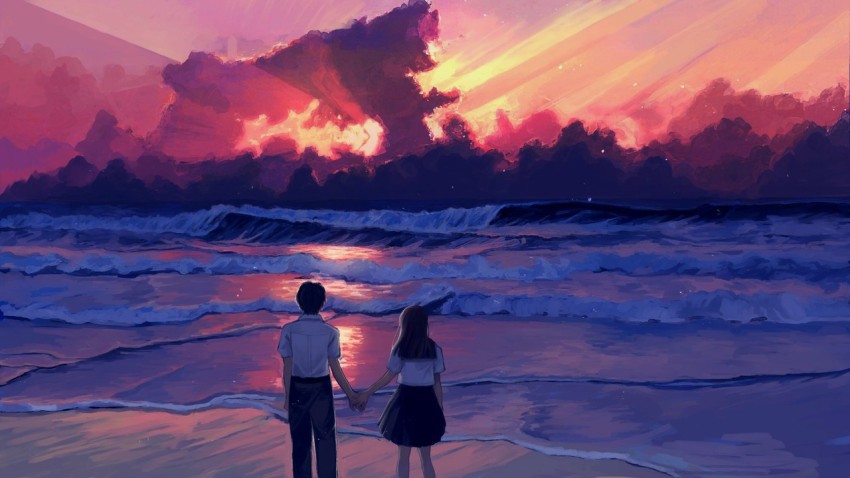 Couple and sunset  Photo art Planet painting Love wallpaper backgrounds